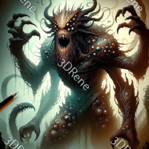 Poster: Angstaanjagend Beest - Monsterlijke Titaan van Verbeelding