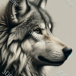 Poster van Grijze Wolvenblik: Portret van een Wolf die Vooruit Kijkt