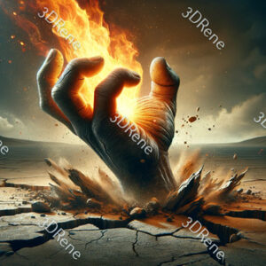 Poster: Hand uit de Aarde, Vuur Grijpend