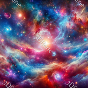 Poster van kosmische pracht, levendige en kleurrijke vertolking van het heelal