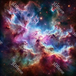 Poster van kosmische pracht, een majestueuze symfonie van kleurrijke nevels