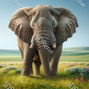 Poster van lente op de savanne met een olifant op de steppe