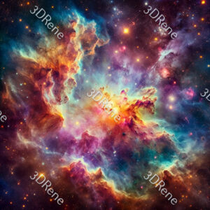 Poster van de schoonheid van de ruimte met levendige en kleurrijke sterrennevels