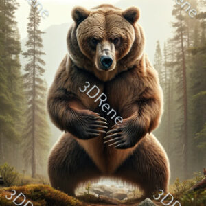Poster van stoere grizzly verdedigend op achterpoten