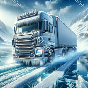 Poster van truck op ijs voor een koel avontuur