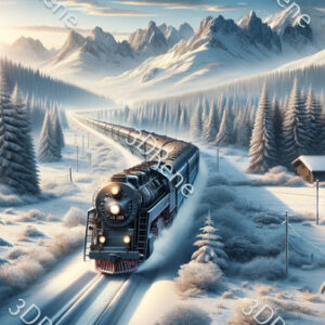 Poster van winterse spoorweg door sneeuw bedekte schoonheid
