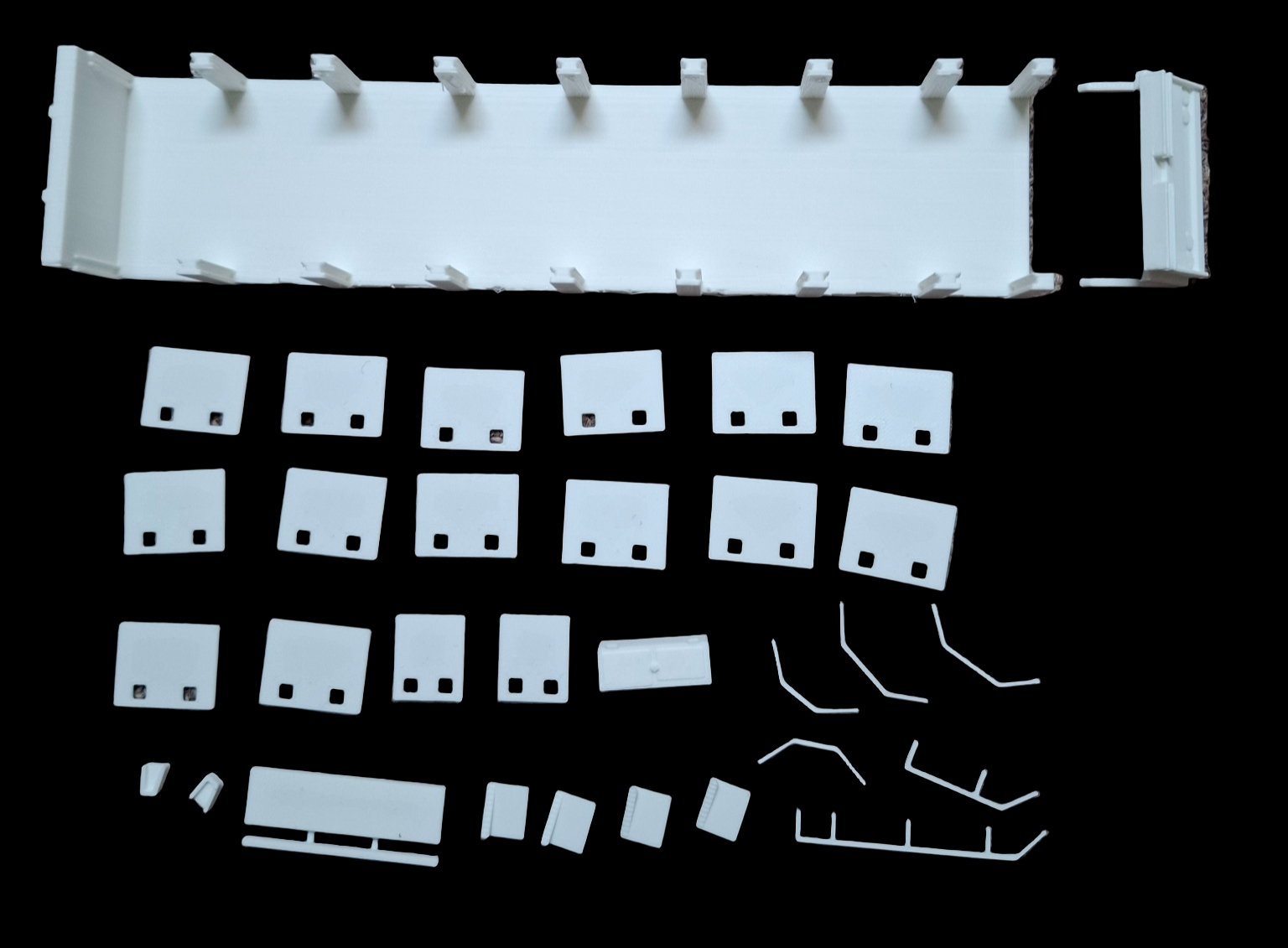 3D model van een steentrailer met losse gladde borden losse onderdelen