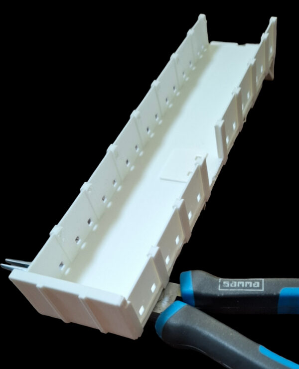 3D model van een steentrailer met losse gladde borden aan de bovenkant en voorkant