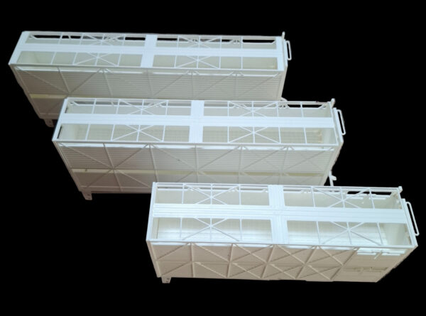 3D-geprinte Australische veetrailers onderkant, gedetailleerd model voor modelbouw.