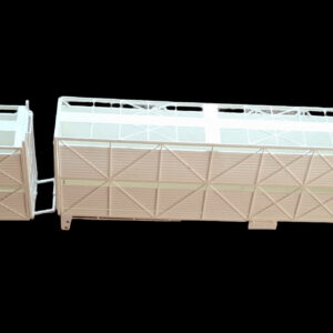 3D-geprinte Australische veetrailers achter elkaar, gedetailleerd model voor modelbouw.