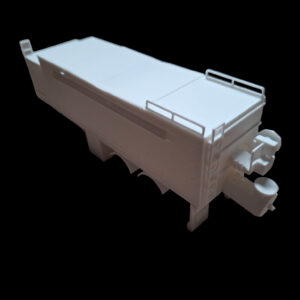 3D-geprinte Cement dekvloer trailer, achterkant, gedetailleerd model voor modelbouw.