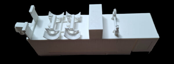 3D-geprinte Cement dekvloer trailer, onderkant, gedetailleerd model voor modelbouw.