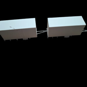 3D-geprinte gesloten ribbelkast trailer combi klein voor modelbouw en diorama’s