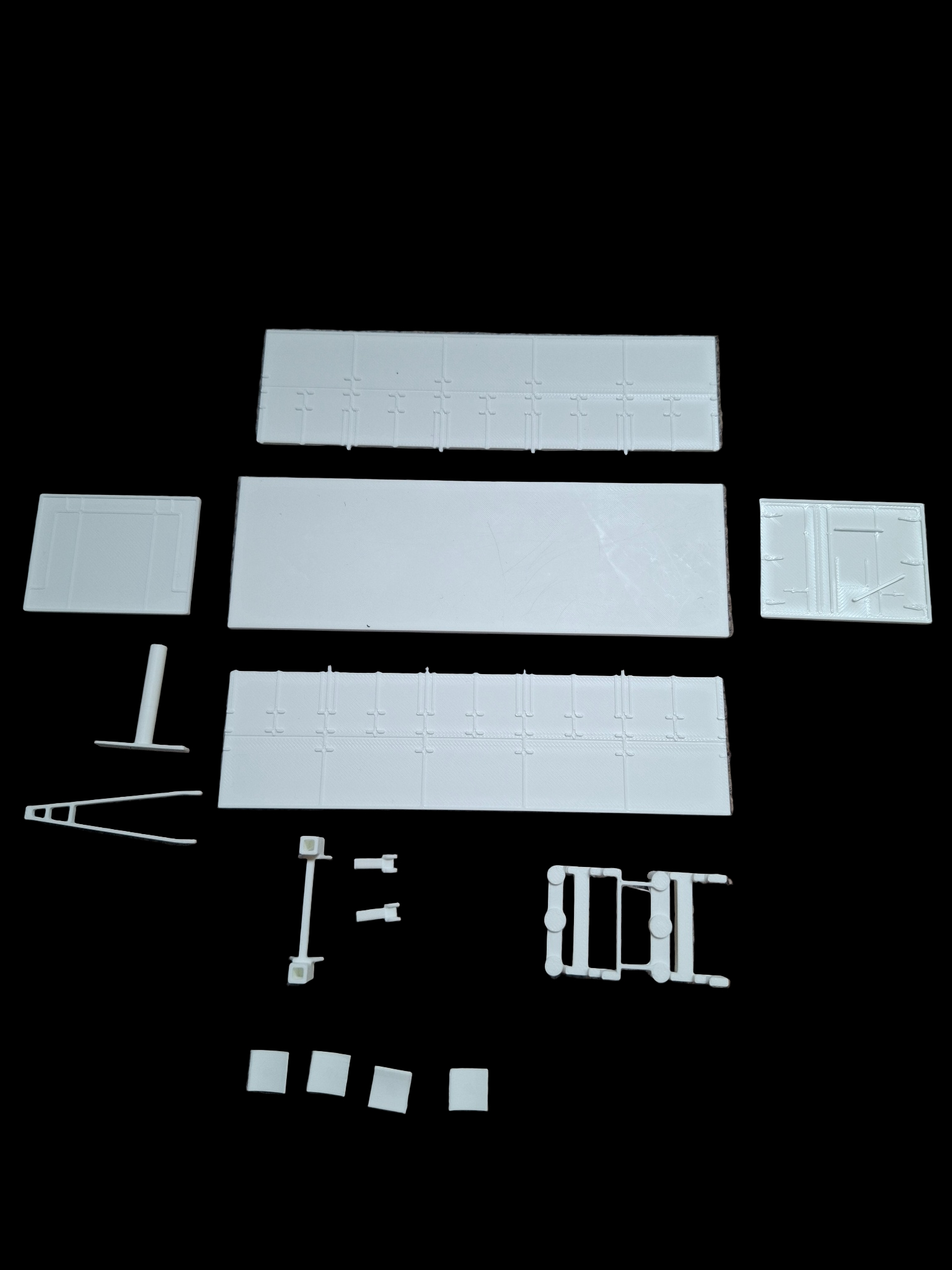 3D-geprinte motorwagen aanhanger voorkant voor modelbouw en diorama’s. Losse onderdelen